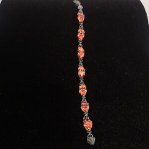 Beautiful Vintage Estate Bracelet Vibrant Orange Citrine (?) 925 Silver Quality